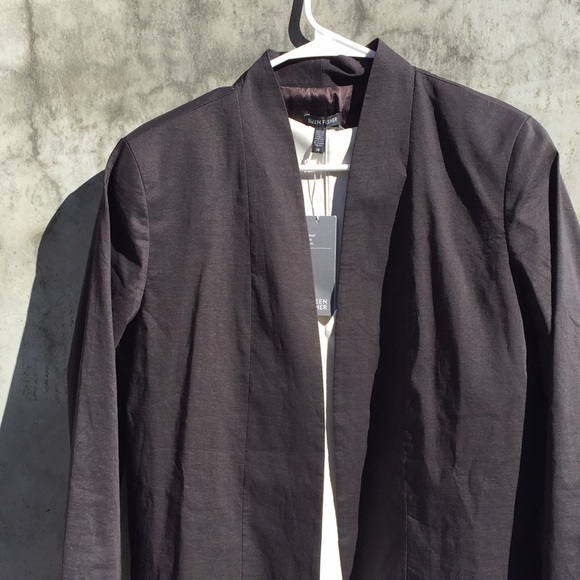 NEW Eileen Fisher Black Ramie Long Jacket Size 12 - Picture 9 of 10